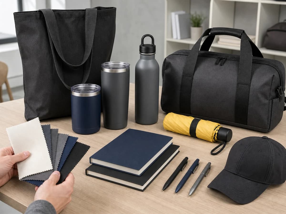 Illustrative promotional product and branded merchandise assortment
