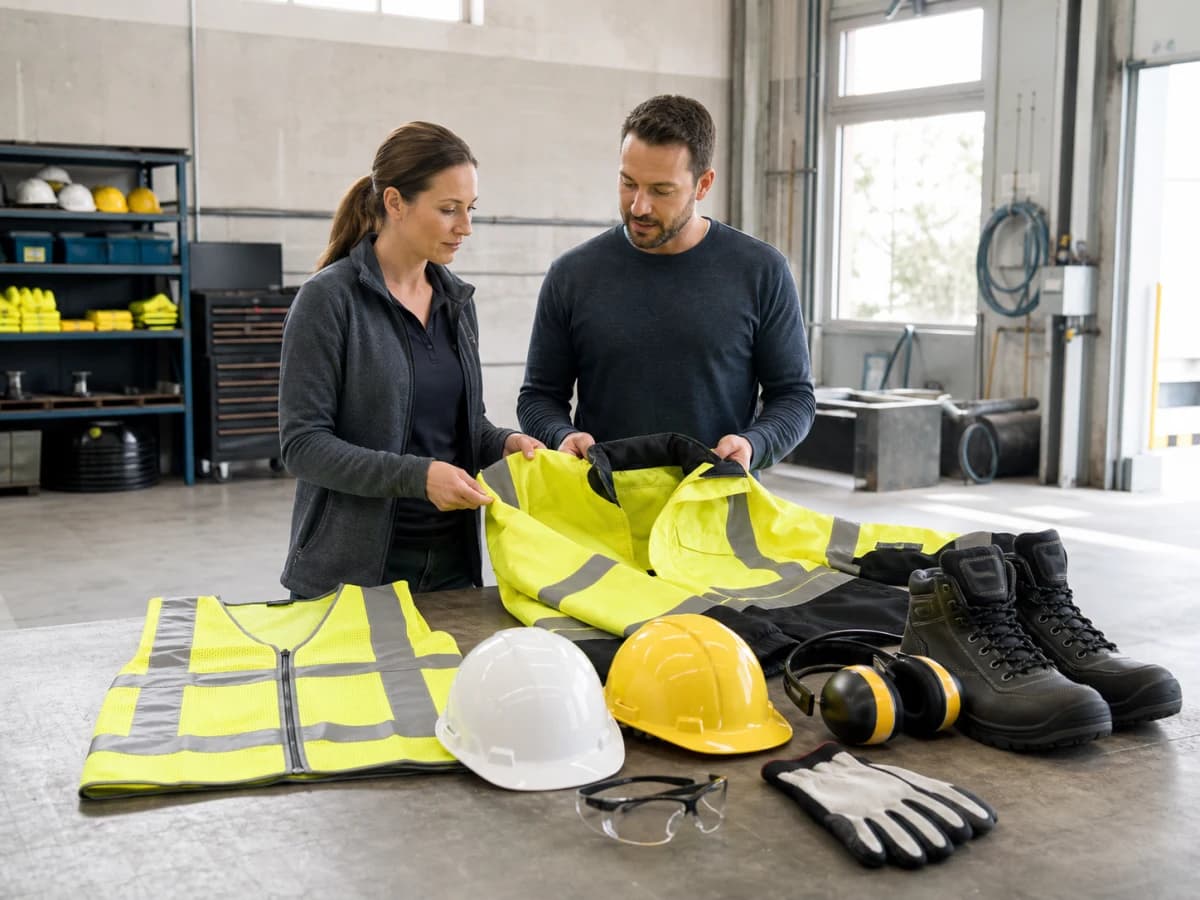 Illustrative visibility apparel and workplace safety assortment